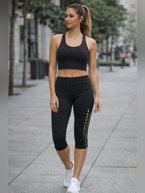 Nike Black Capris with Yellow Accents
